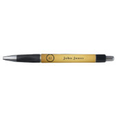 Elegant Goud Zwart Gepersonaliseerde Monogram Init Pen (Voorkant)