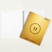 Elegant Goud Zwart Gepersonaliseerde Monogram Init Planner (Display)