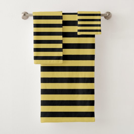 Elegant goud & zwart gestreept bad handdoek (Insitu)