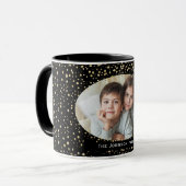 Elegant Goud Zwart Glitter Stippen Foto Kerst Mok (Voorkant links)