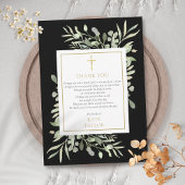 Elegant goud zwart groen begrafenisgedicht bedankkaart