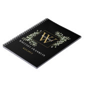 Elegant Goud Zwart Groene Monogram Recept Notitieboek (Linkerzijde)