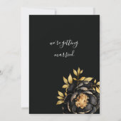 Elegant goud zwart ivoor munt pioen bloemenbruilof kaart (Achterkant)