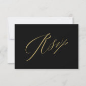 Elegant Goud Zwart Kalligrafie Bruiloft RSVP Auto (Achterkant)