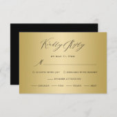 Elegant Goud Zwart Kalligrafie Bruiloft RSVP Auto (Voorkant / Achterkant)