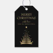 Elegant Goud Zwart Kerstboom Custom Cadeaulabel (Voorkant)