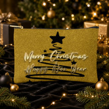 Elegant Goud Zwart Kerstmis Gelukkig Nieuwjaar