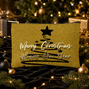 Elegant Goud Zwart Kerstmis Gelukkig Nieuwjaar Etui