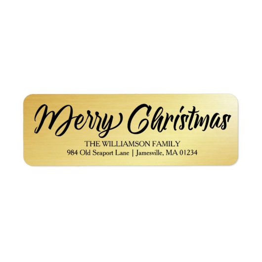Elegant Goud Zwart Kerstmis Retouradres Labels (Voorkant)