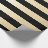 Elegant Goud & Zwart Kerstmisstreeppatroon Cadeaupapier (Hoek)
