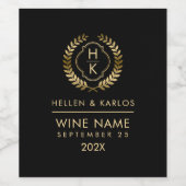 Elegant Goud Zwart Laurel Wijn Label Wijn Etiket (Enkel label)