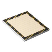 Elegant Goud & Zwart Lijst op Licht Beige Notitieblok (Schuin)