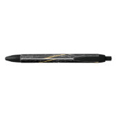 Elegant goud & zwart marmer gouden monogram zwarte inkt pen (Achterkant)