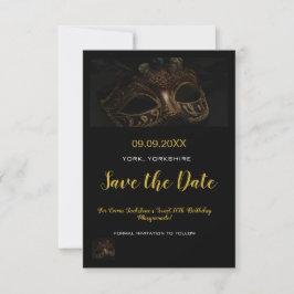 Elegant Goud Zwart Maskerade Masker Thema Sweet 16 Save The Date
