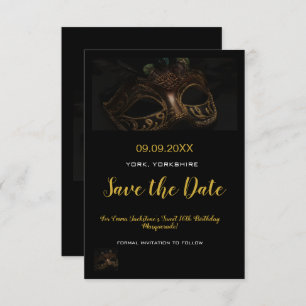 Elegant Goud Zwart Maskerade Masker Thema Sweet 16 Save The Date