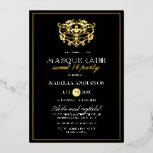 Elegant goud & zwart masquerade Sweet 16-feest