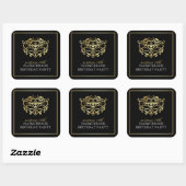 Elegant Goud & Zwart Masquerade Verrassingsfeest Vierkante Sticker (Vel)