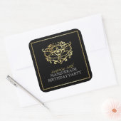Elegant Goud & Zwart Masquerade Verrassingsfeest Vierkante Sticker (Envelop)