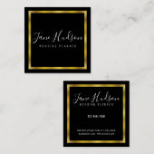 Elegant Goud Zwart Minimalistisch Bewerkbaar 2.5x2 Vierkante Visitekaartje (Voorkant / Achterkant)