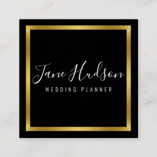 Elegant Goud Zwart Minimalistisch Bewerkbaar 2.5x2 Vierkante Visitekaartje