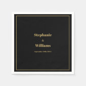 Elegant Goud Zwart Modern Eenvoudig Minimaal Huwel Servet (Voorkant)