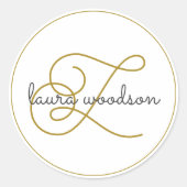 Elegant Goud Zwart Monogram Classic Ronde Sticker (Voorkant)