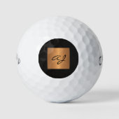 Elegant goud zwart monogram gepersonaliseerd golfballen (Voorkant)