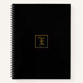 Elegant Goud Zwart Monogram Gepersonaliseerd Notit Notitieboek (Voorkant)
