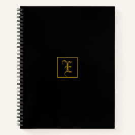 Elegant Goud Zwart Monogram Gepersonaliseerd Notit Notitieboek