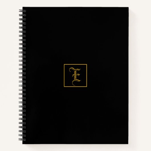 Elegant Goud Zwart Monogram Gepersonaliseerd Notit Notitieboek (Voorkant)