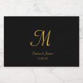 Elegant Goud & Zwart Monogram Huwelijksgunst Likeurfles Etiket (Enkel label)