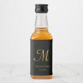 Elegant Goud & Zwart Monogram Huwelijksgunst Likeurfles Etiket (Voorkant)