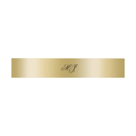 Elegant Goud Zwart Monogram Kalligrafie Initialen Uitnodigingen Wikkel (Vlak)