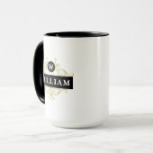 Elegant Goud Zwart  Monogram Mok (Voorkant links)