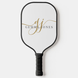 Elegant Goud Zwart Monogram Pickleball Paddle