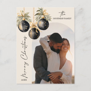 Elegant Goud Zwart Ornamenten Arch Foto Vakantie Feestdagenkaart