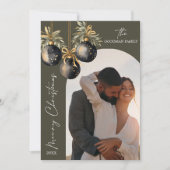 Elegant Goud Zwart Ornamenten TWEE Foto KERSTMIS Feestdagenkaart (Voorkant)