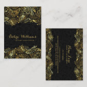 Elegant Goud & Zwart Paisley Bruiloft Planner Visitekaartje (Voorkant / Achterkant)