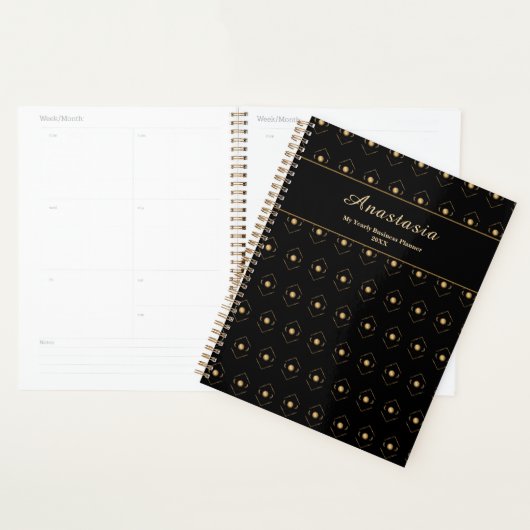 Elegant Goud Zwart Professionele Naam Personaliser Planner (Display)
