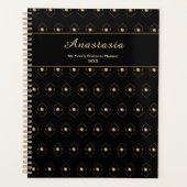 Elegant Goud Zwart Professionele Naam Personaliser Planner (Voorkant)
