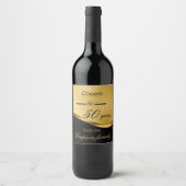 Elegant, goud & zwart, proost tot 50 jaar wijn etiket (Voorkant)