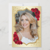 Elegant Goud Zwart Rood Foto 50e Verjaardag Kaart (Achterkant)