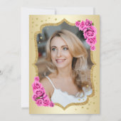 Elegant Goud Zwart Roze Foto 50e Verjaardag Kaart (Achterkant)