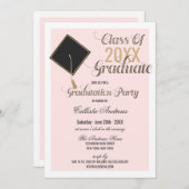 Elegant Goud Zwart Roze Pet Typografie Afstuderen Kaart (Voorkant / Achterkant)