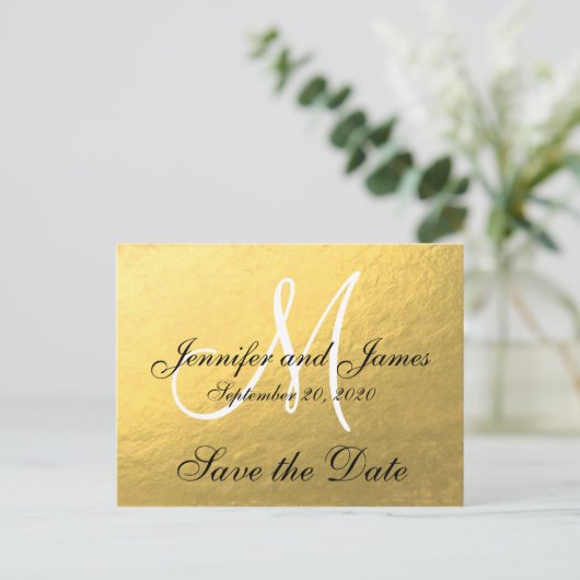 Elegant Goud Zwart Save the Date Aankondigingskaart (Staand voorkant)
