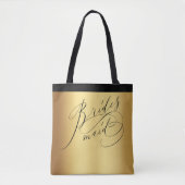 Elegant Goud Zwart Script Bruidsmeisje Tote Bag (Voorkant)