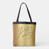 Elegant Goud Zwart Script Bruidsmeisje Tote Bag (Achterkant)