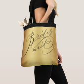 Elegant Goud Zwart Script Bruidsmeisje Tote Bag (Dichtbij)