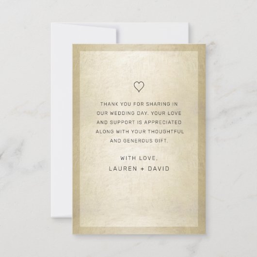 Elegant Goud Zwart Script Bruiloft Foto Dank u Bedankkaart (Achterkant)