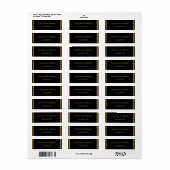 Elegant Goud & Zwart Sierlijk Huwelijksadres Etiket (Full Sheet)